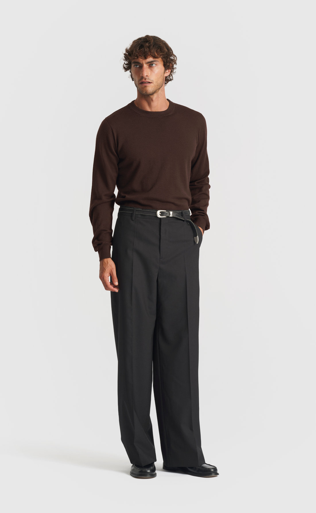 Merino Pullover in Night Brown