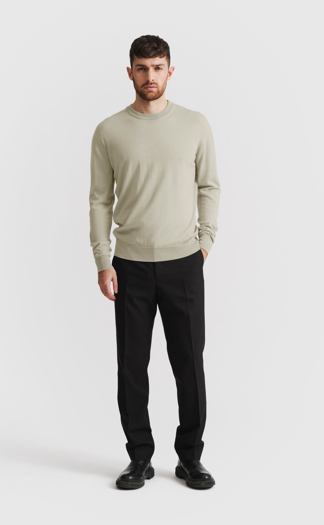Merino Pullover in Silver Green