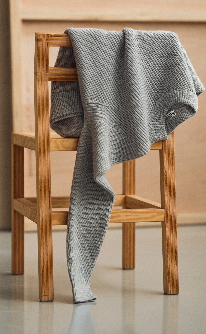 Custom Fitted Heavy Merino Sweater Light Grey Melange | Son