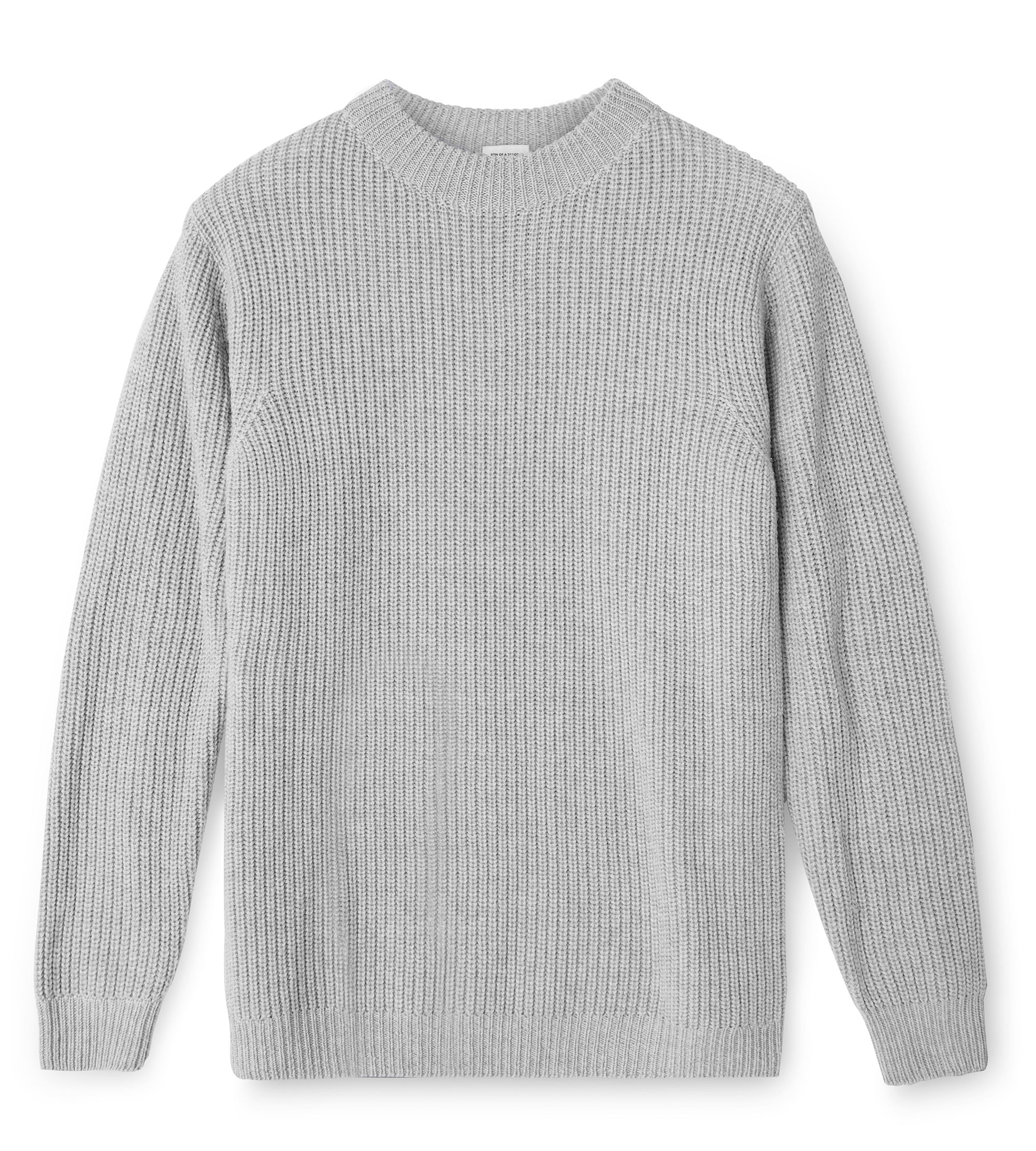 Custom Fitted Heavy Wool Sweater / Zero Waste Light Grey Melange | Son a Tailor