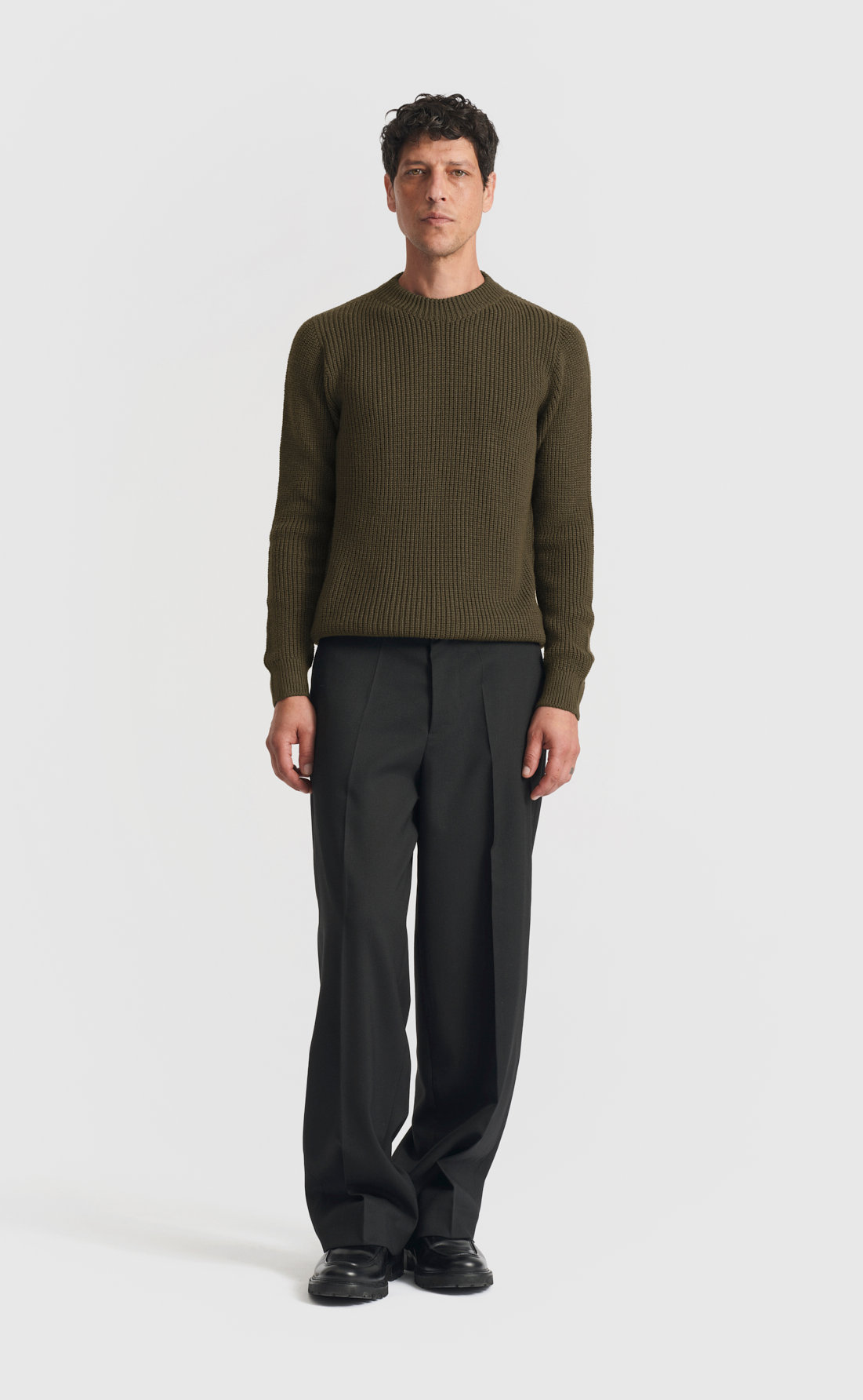 Heavy Merino Sweater in Deep Olive