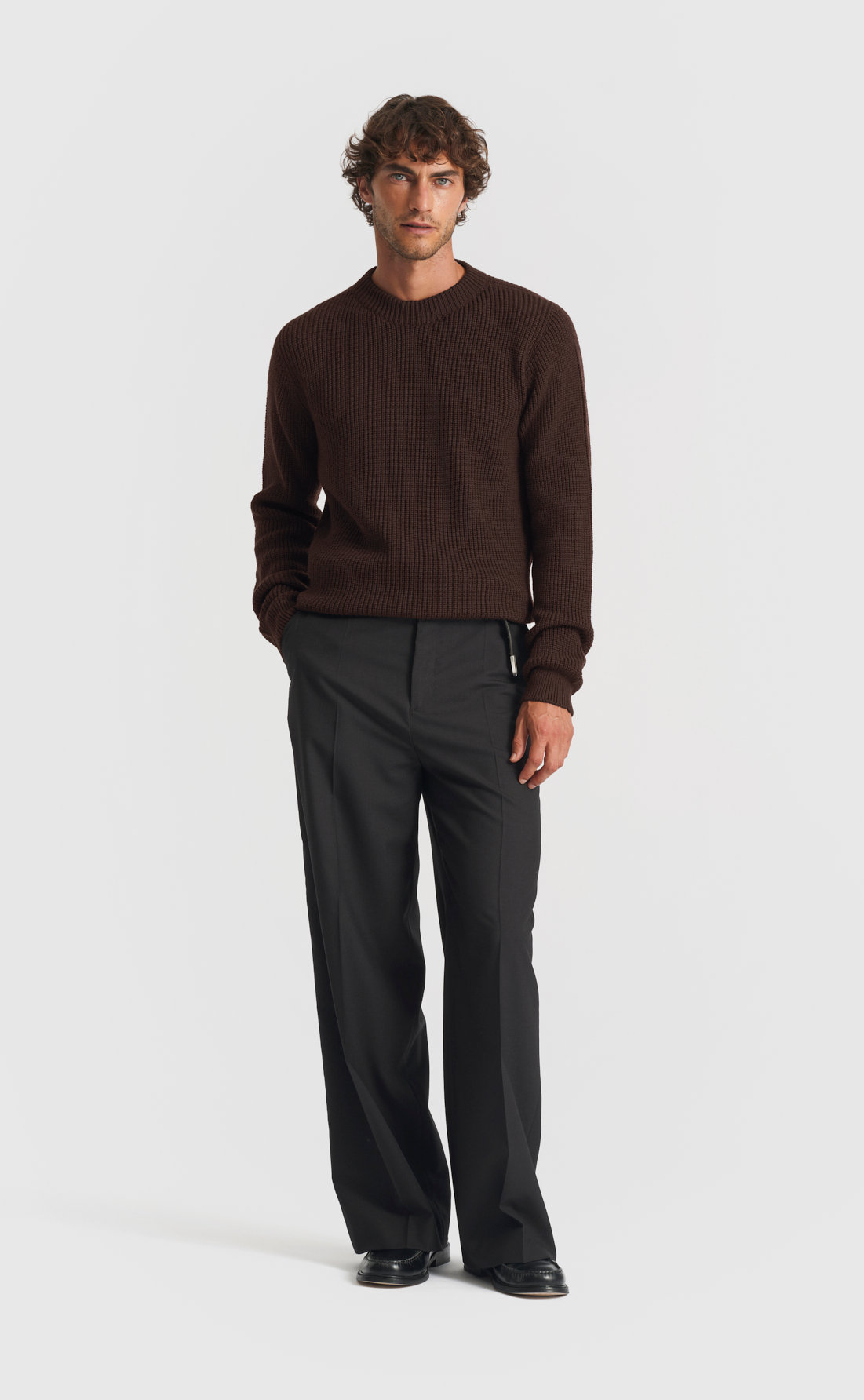 Heavy Merino Sweater in Night Brown