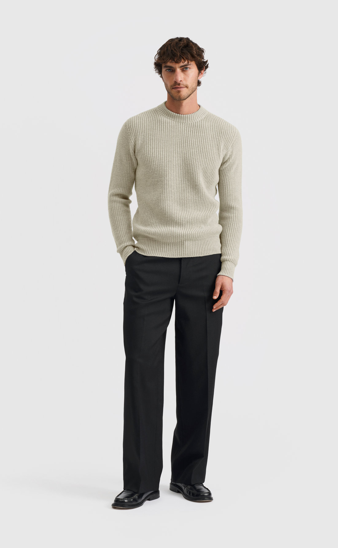 Heavy Merino Sweater in Silver Green