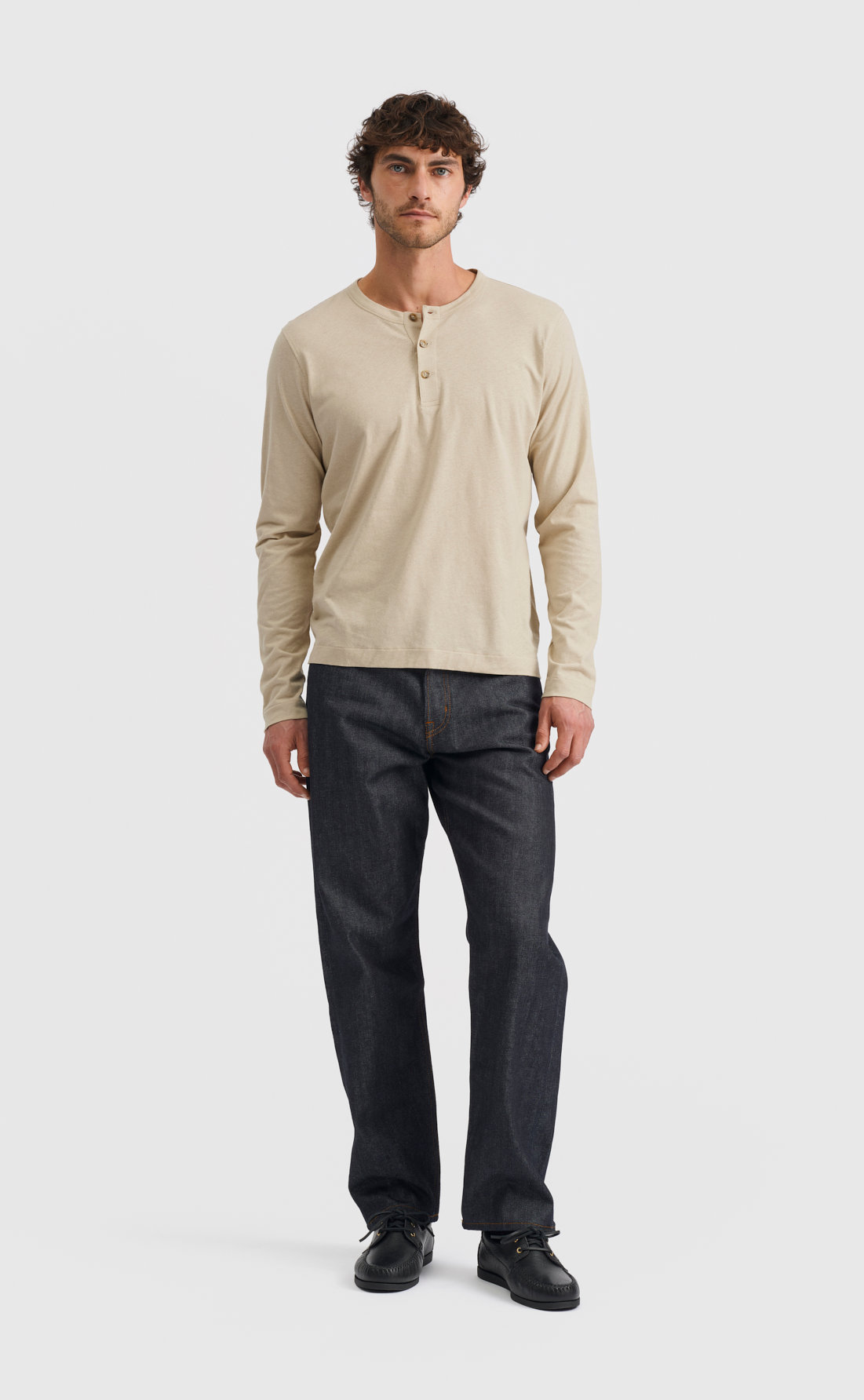 Linen Henley Shirt in Agate Grey