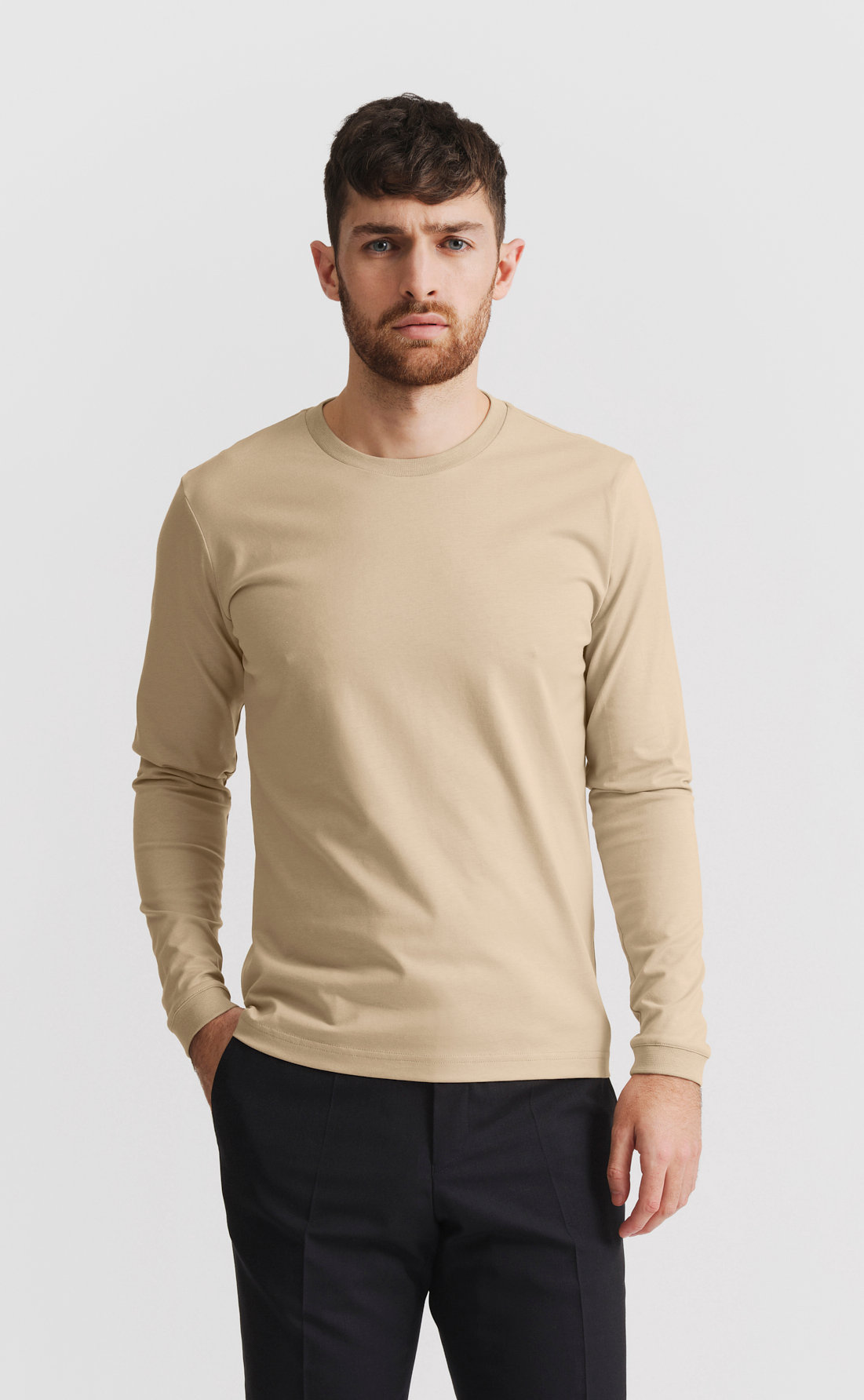 Custom Fitted Cotton T-Shirt / Long-Sleeve Oxford Tan