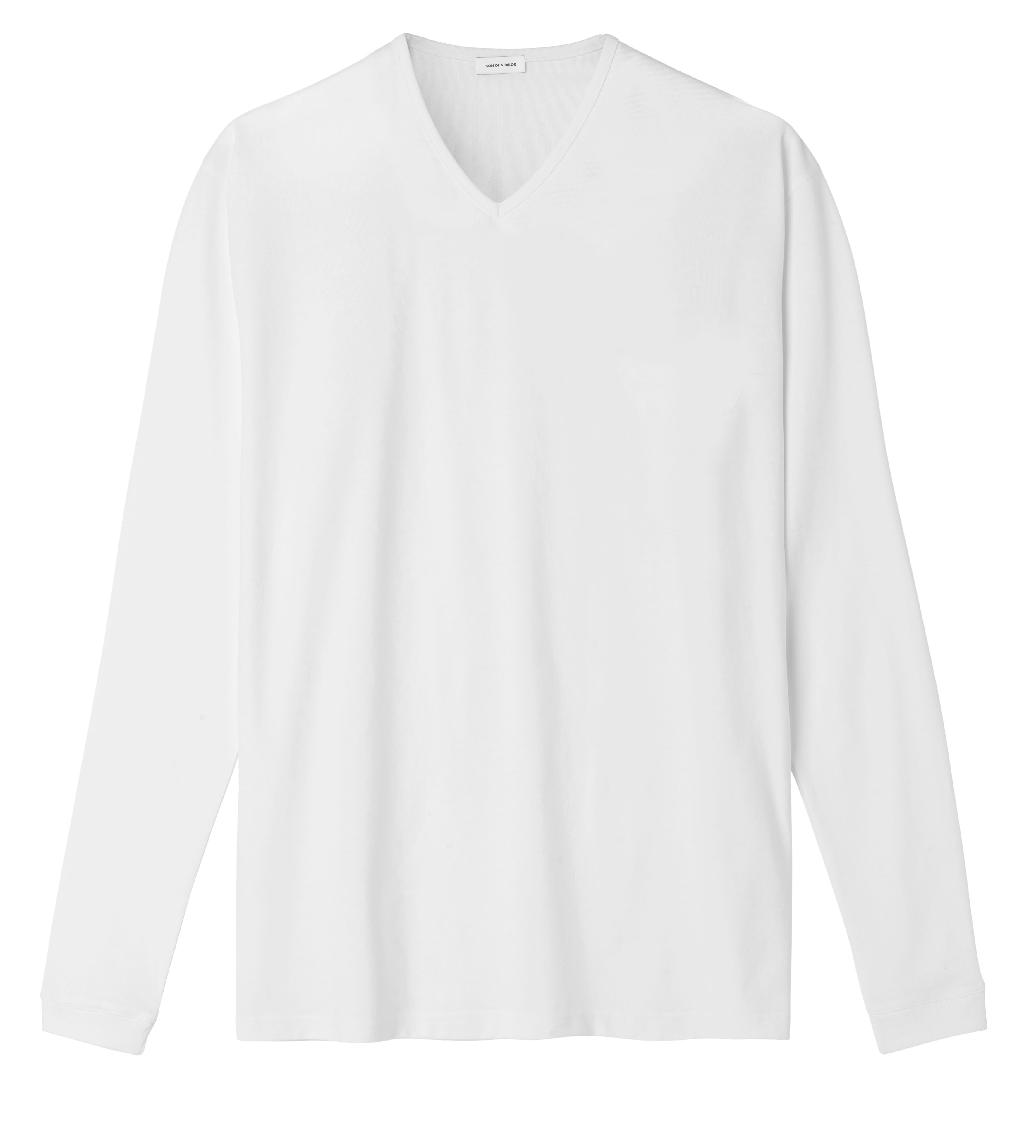 Custom Fitted Cotton T-Shirt / Long-Sleeve White