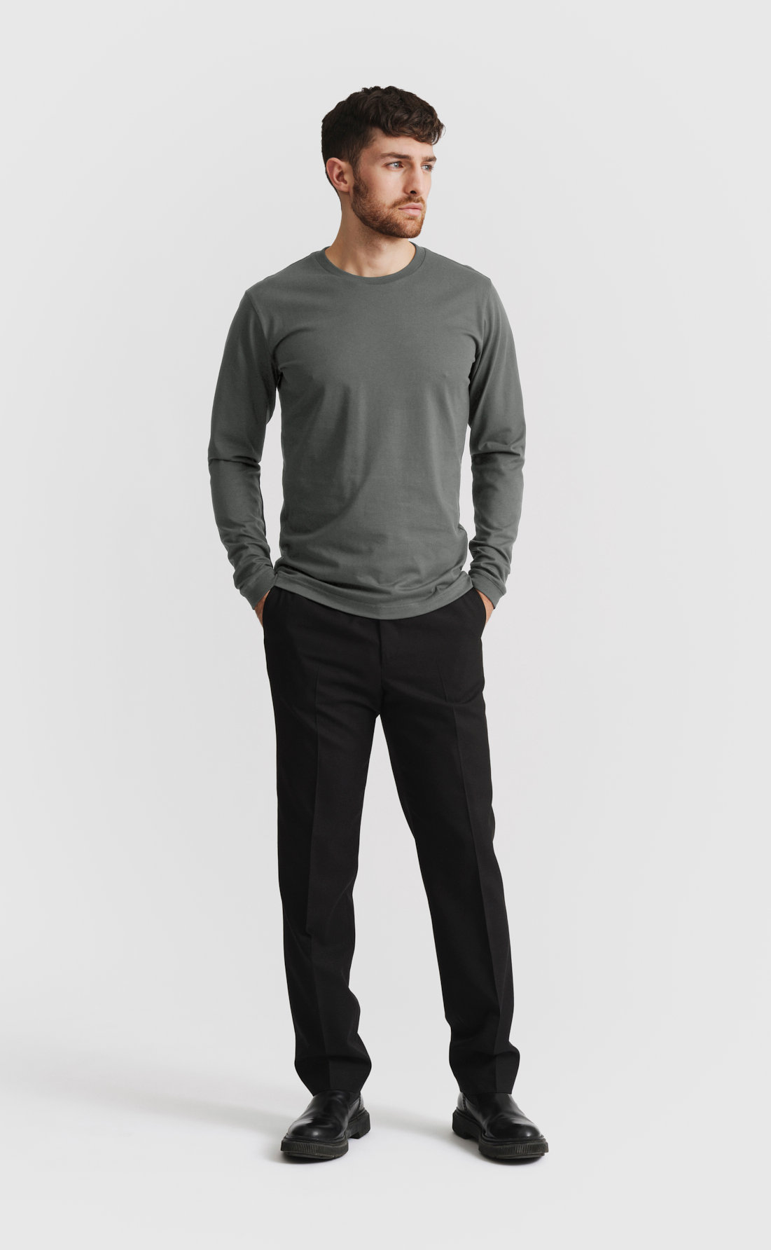 Cotton T-Shirt / Heavy Weight / LS in Castor Grey