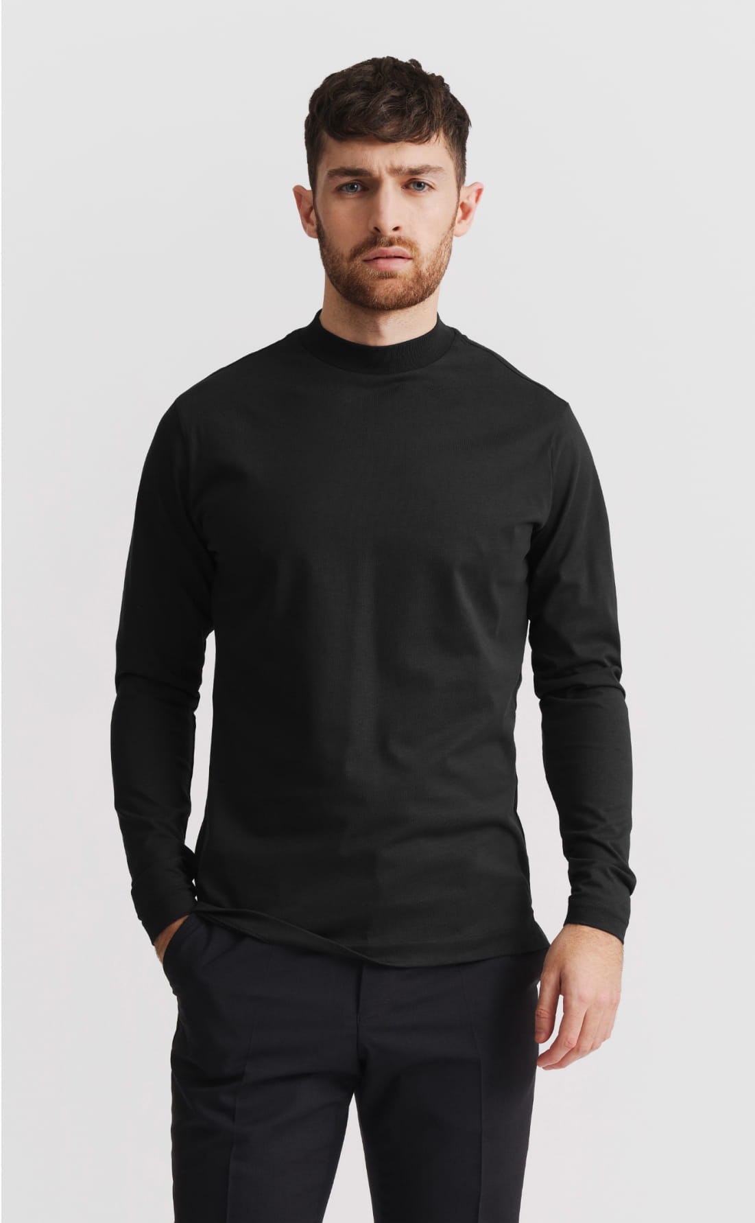 【HI FI FNK】Fade Washing Longsleeve Custom Fitted Cotton Hi-Neck / Long-Sleeve Black | Son of a