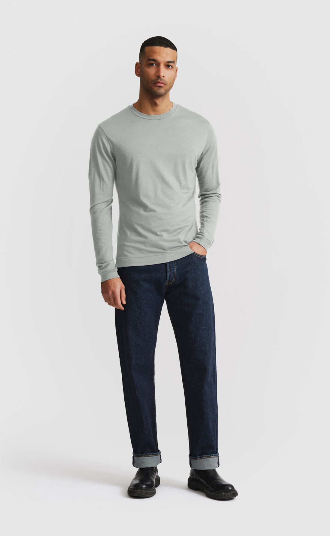 Wool T-Shirt / Long-sleeve in Belgian Block
