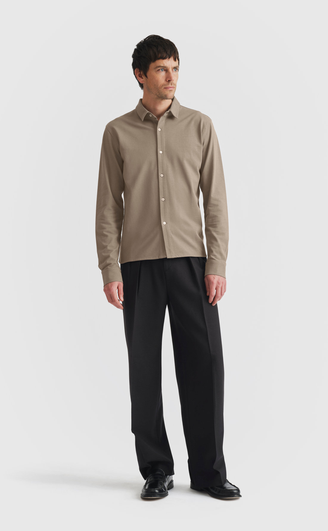 Pique Straight Hem Shirt in Silver Sage