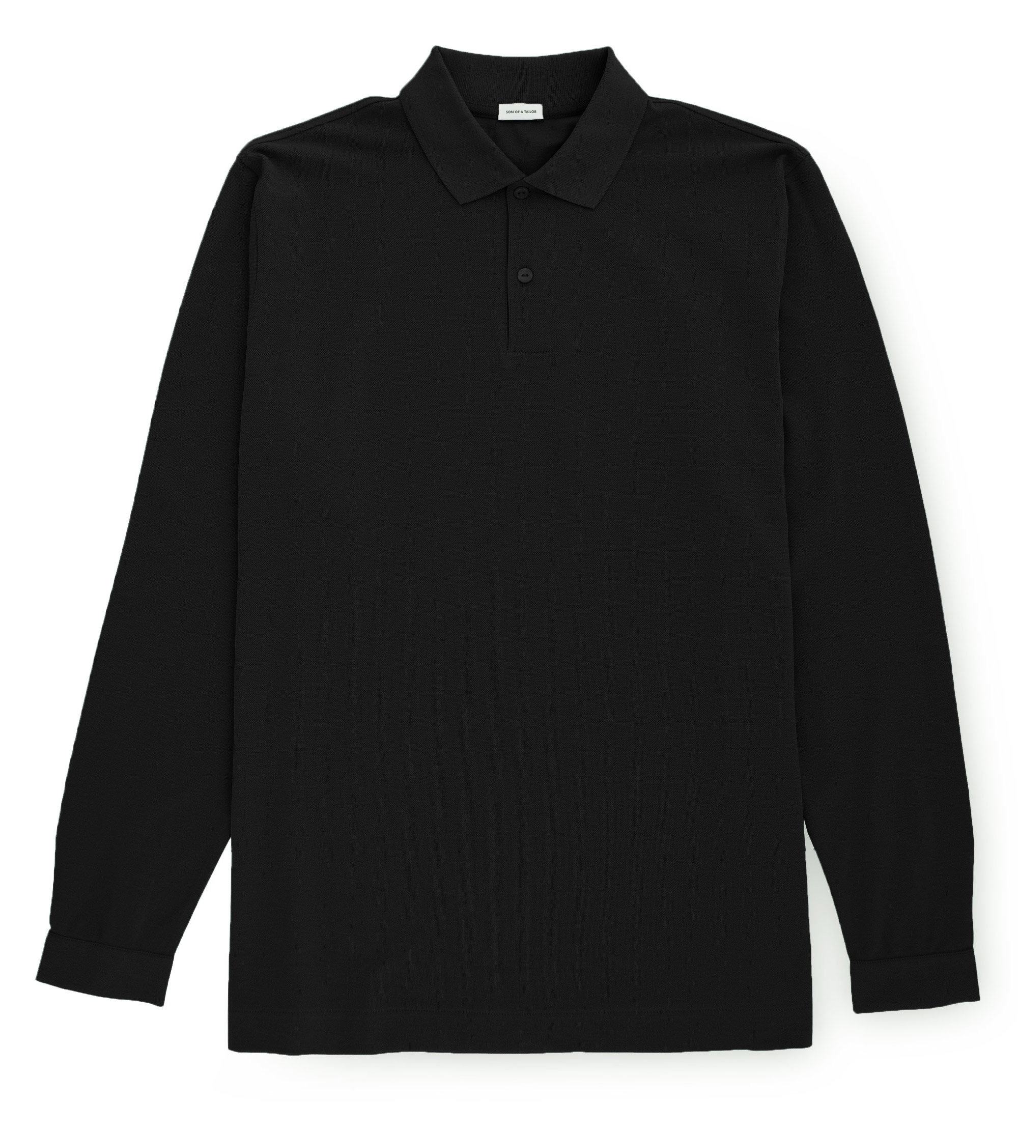 Custom Fitted Pique Polo Shirt / Long-Sleeve Black