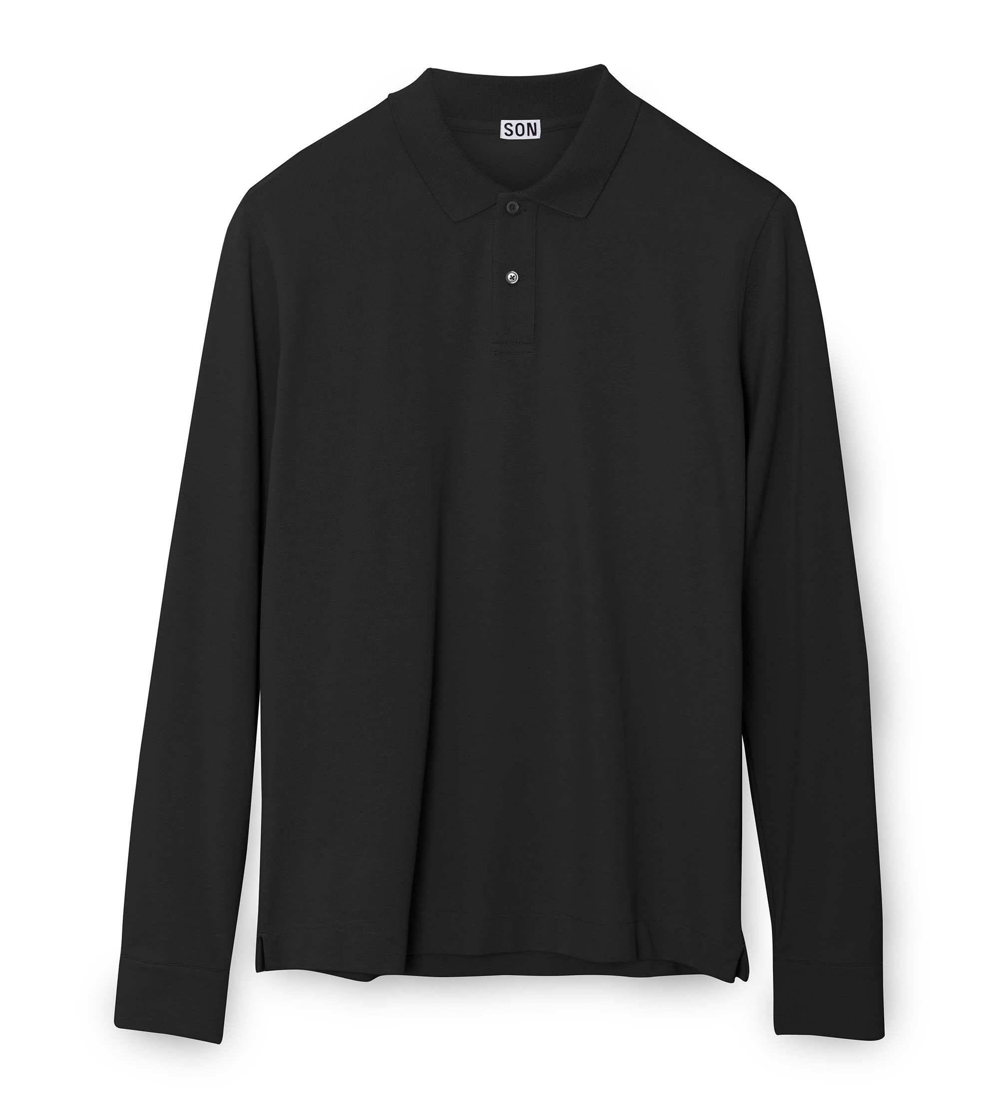 Custom Fitted Pique Polo Shirt Long-Sleeve Black Son of a Tailor