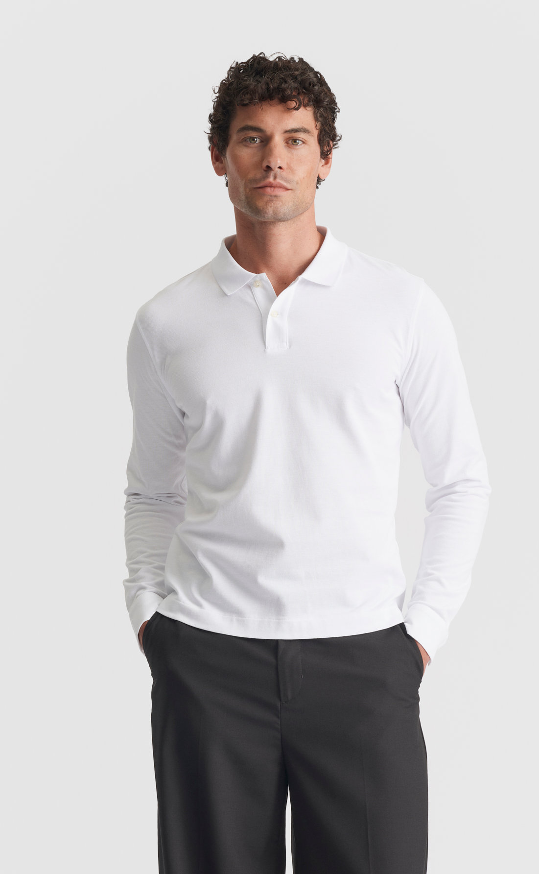 Custom Fitted Pique Polo Shirt Long Sleeve