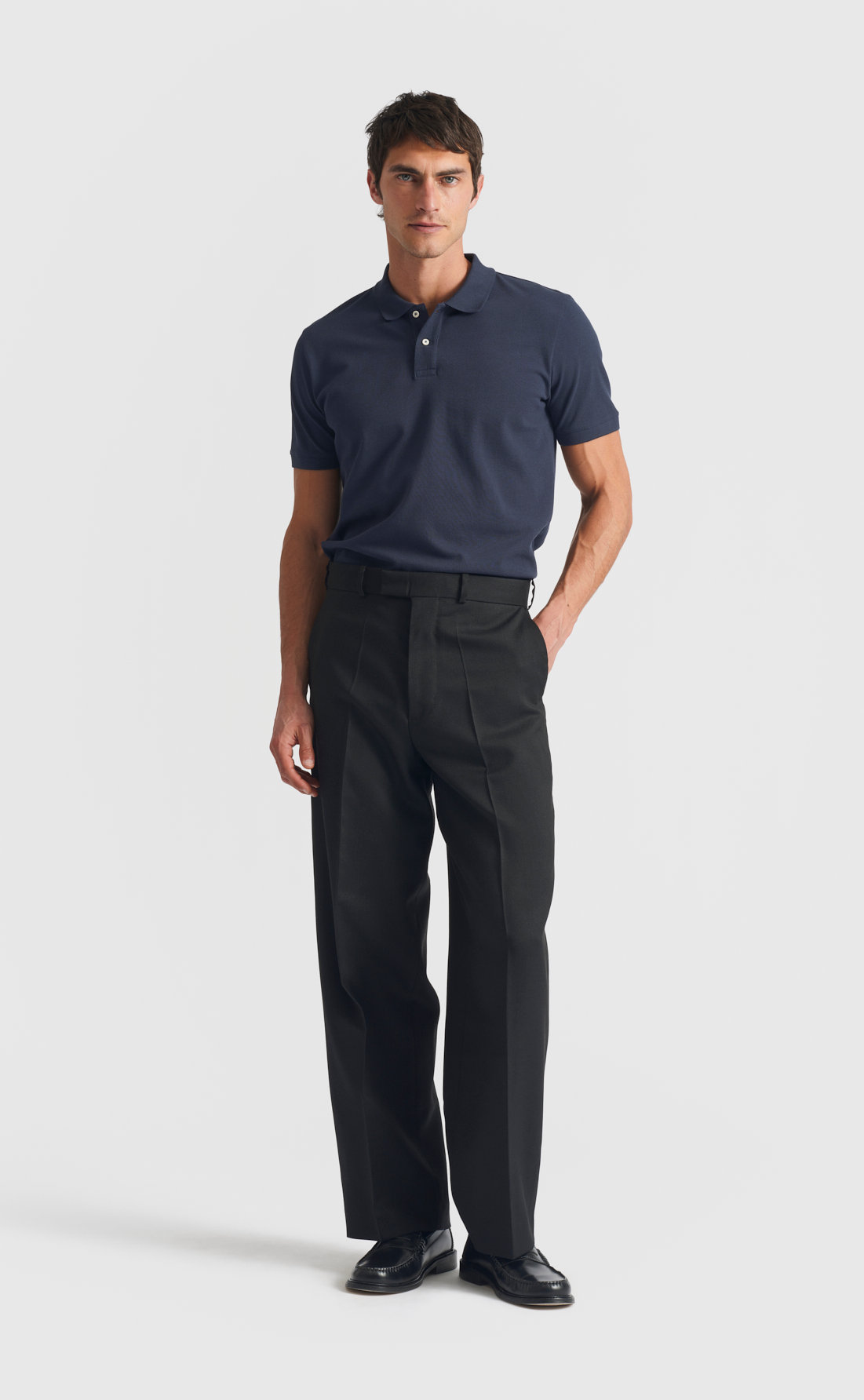 Pique Polo Shirt in Navy