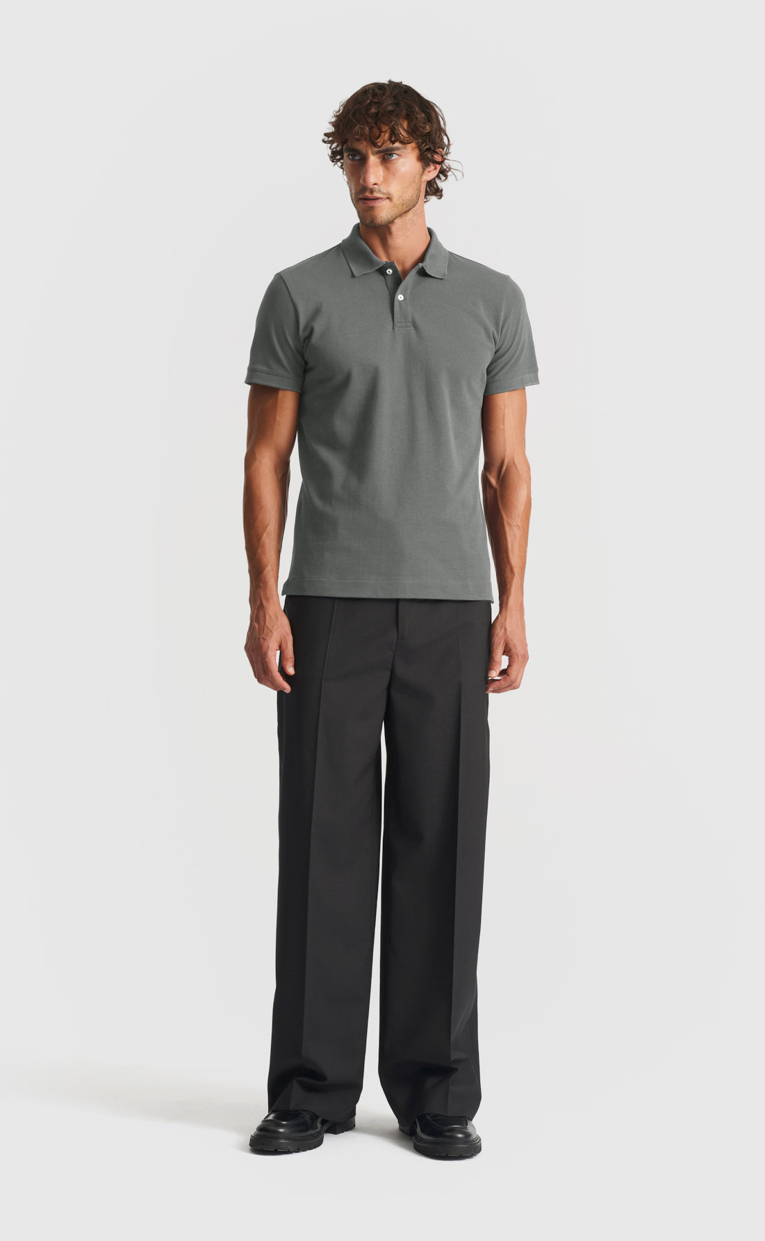 Pique Polo Shirt in Castor Grey