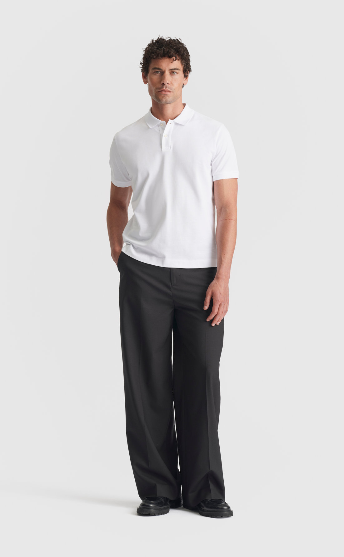 Pique Polo Shirt in White