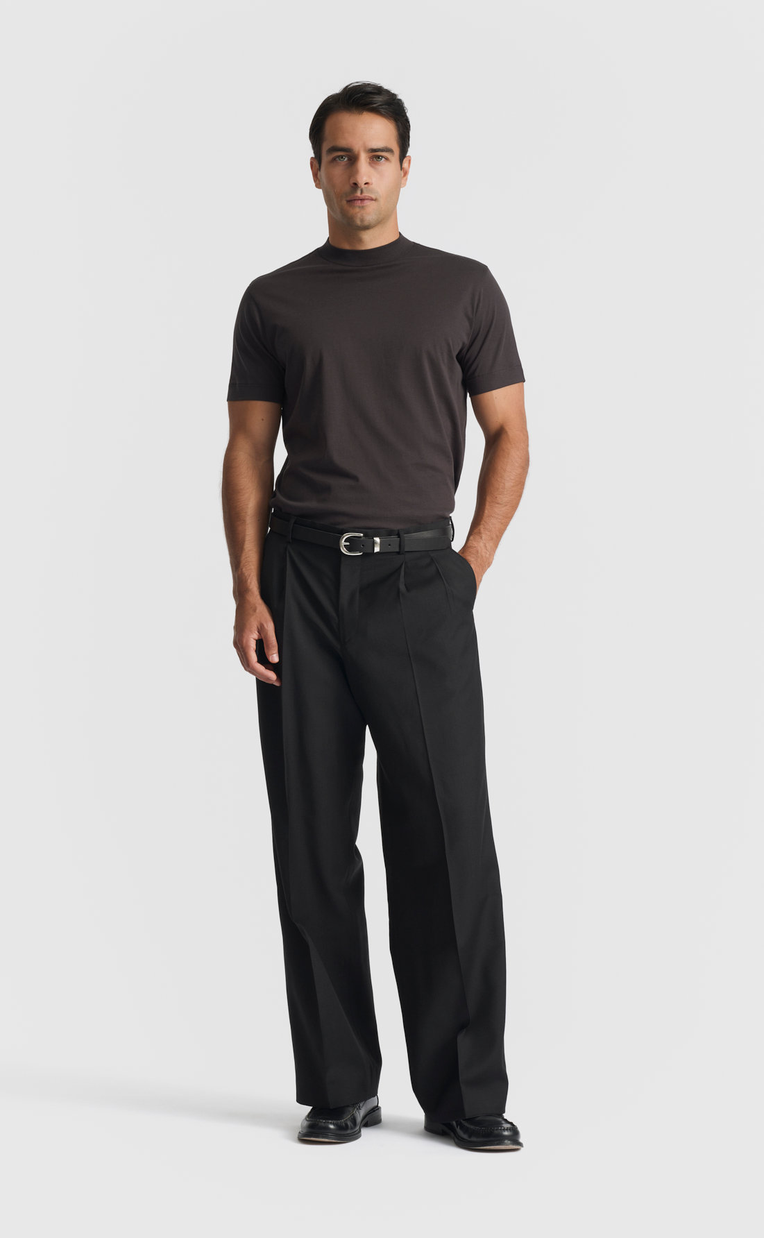 Silk Hi-Neck T-Shirt in Meteorite