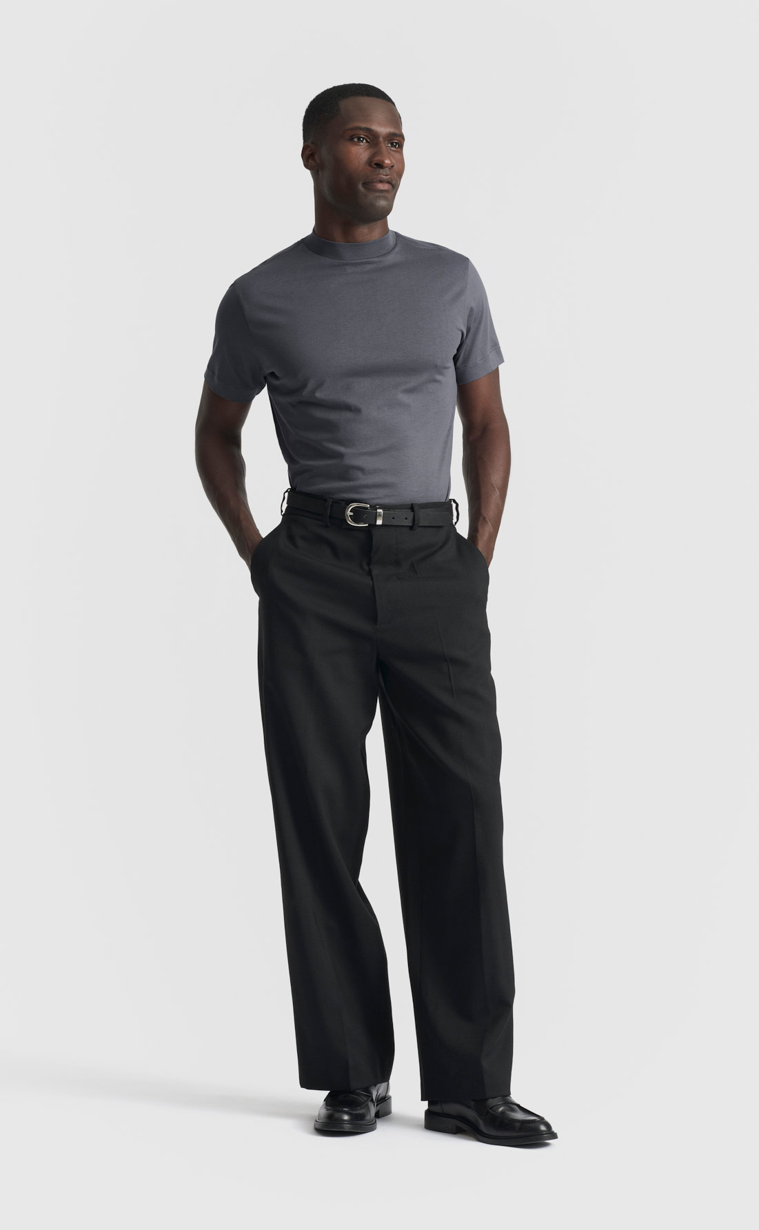 Silk Hi-Neck T-Shirt in Turbulence