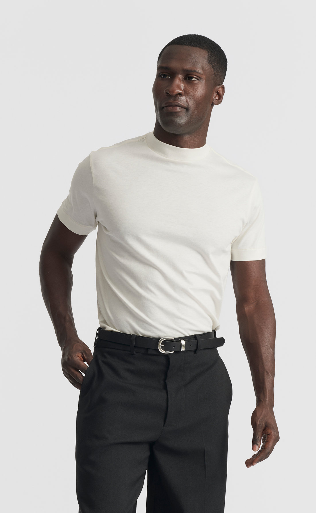 Custom Fitted Silk Hi Neck T Shirt