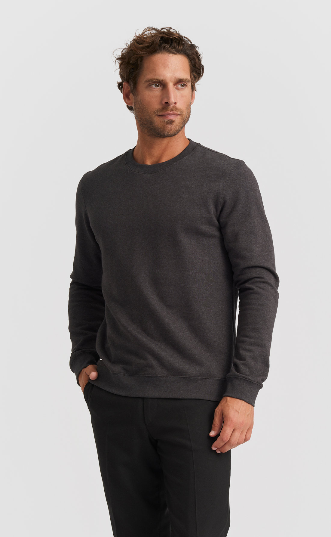 Custom Fitted Cotton Sweatshirt Dark Grey