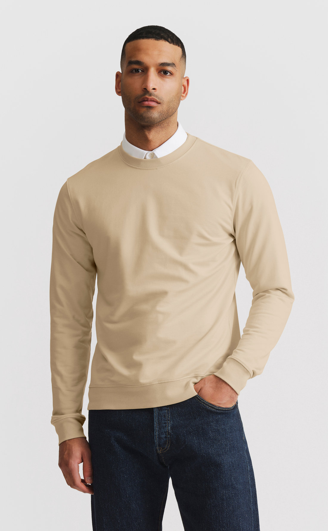Custom Fitted Cotton Sweatshirt Oxford Tan