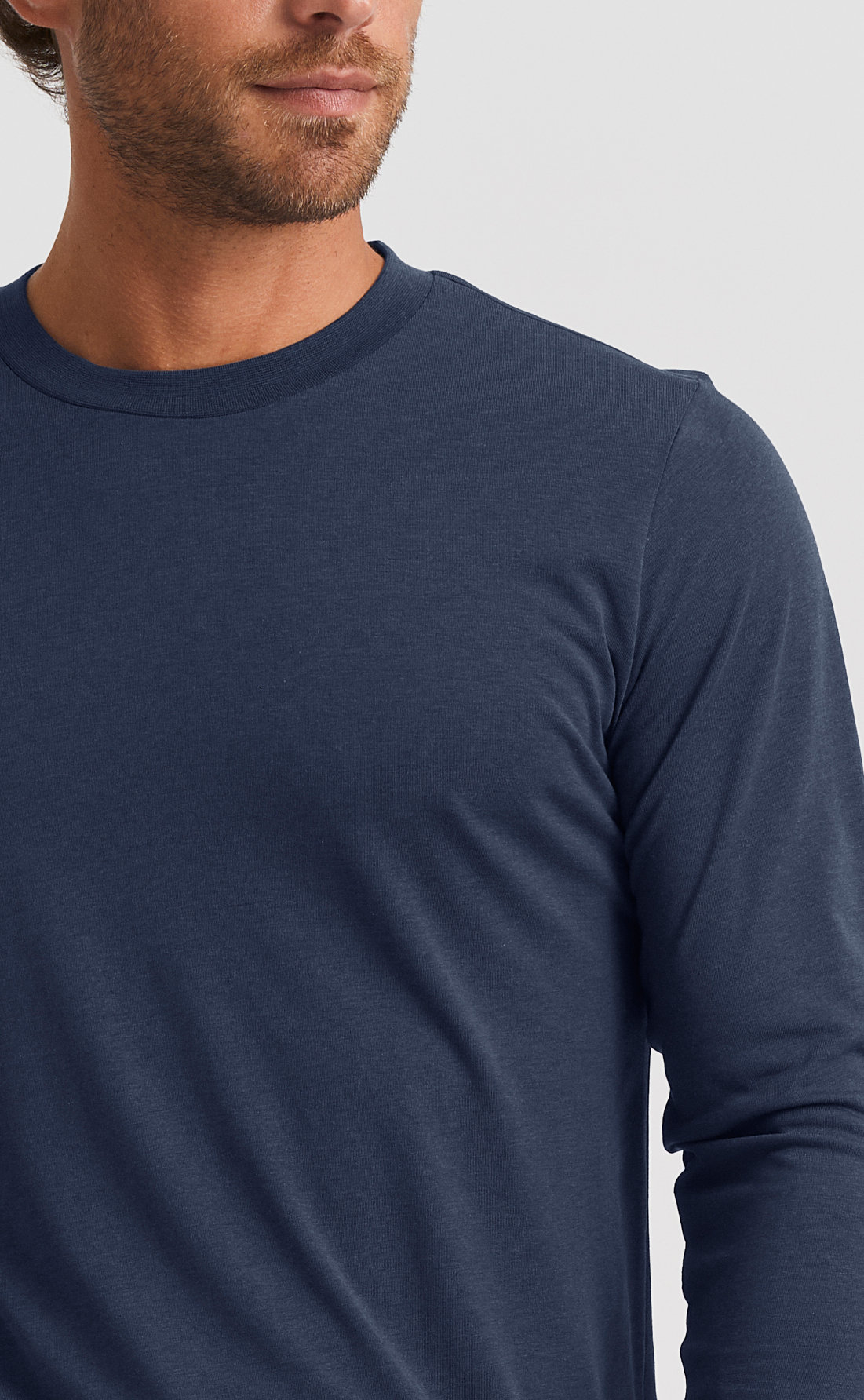 Custom Fitted Lyocell T Shirt Long Sleeve Navy Son of a Tailor