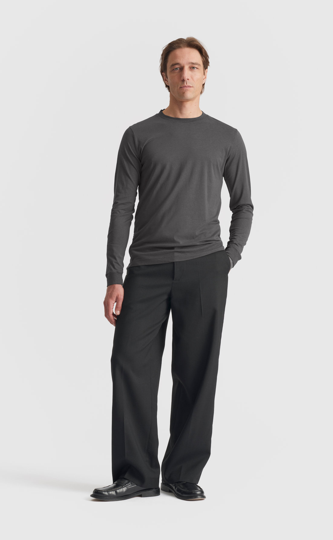 Lyocell T-Shirt / Long-sleeve in Dark Grey