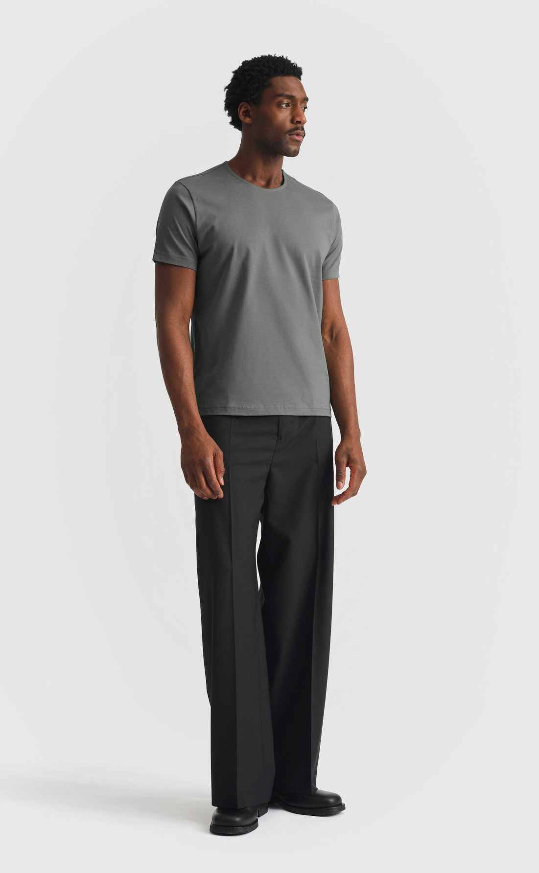 Cotton T-Shirt / Single Stitch in Castor Grey