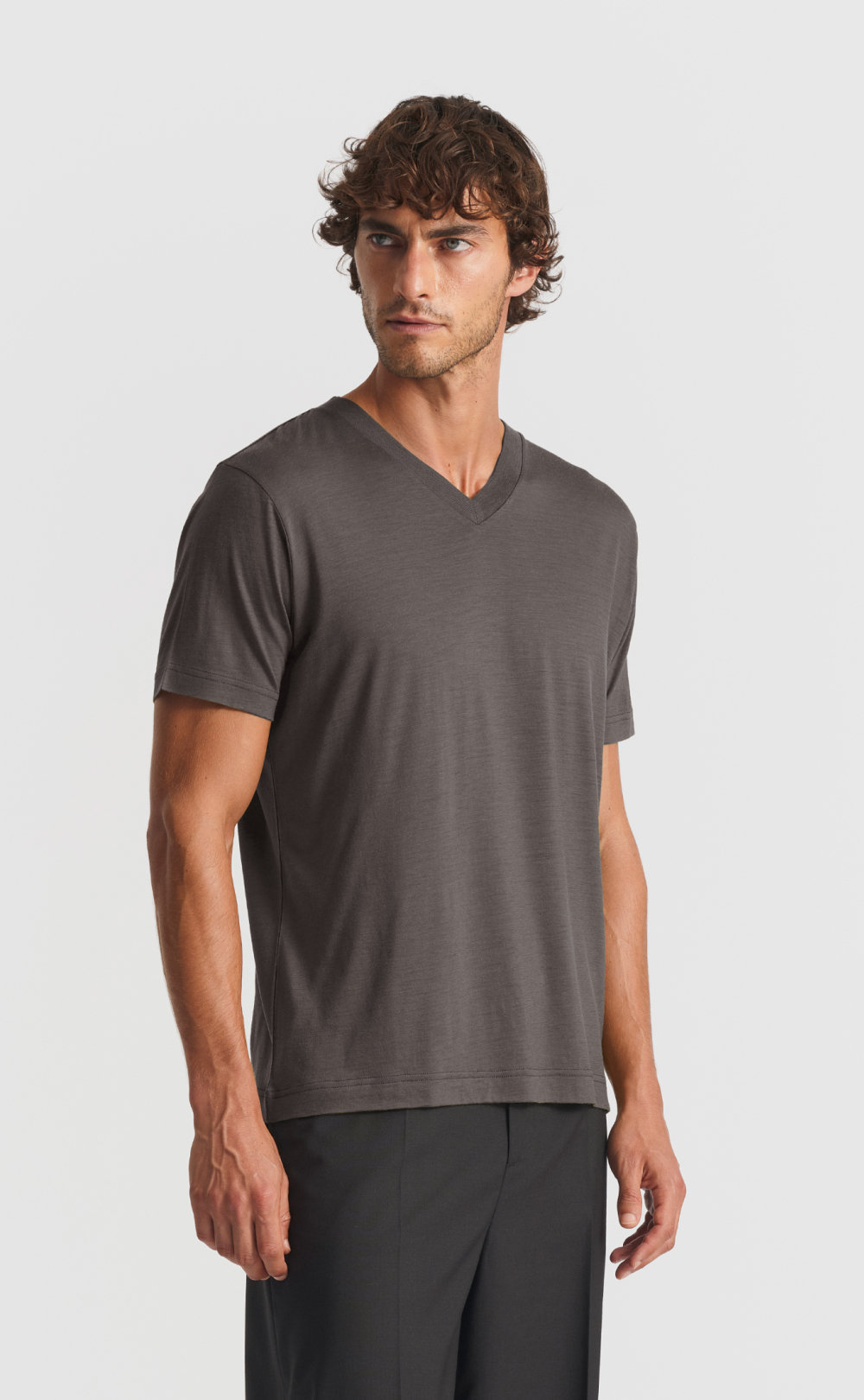 Custom Fitted Wool V Neck T Shirt