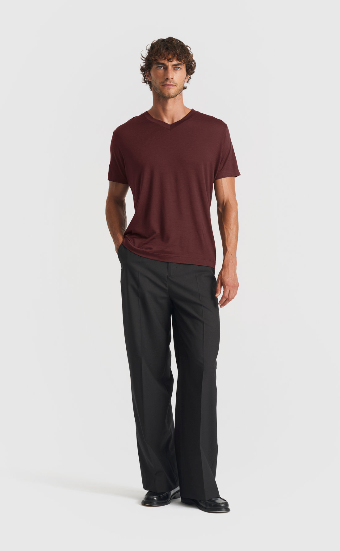 Wool V-Neck T-Shirt in Andorra