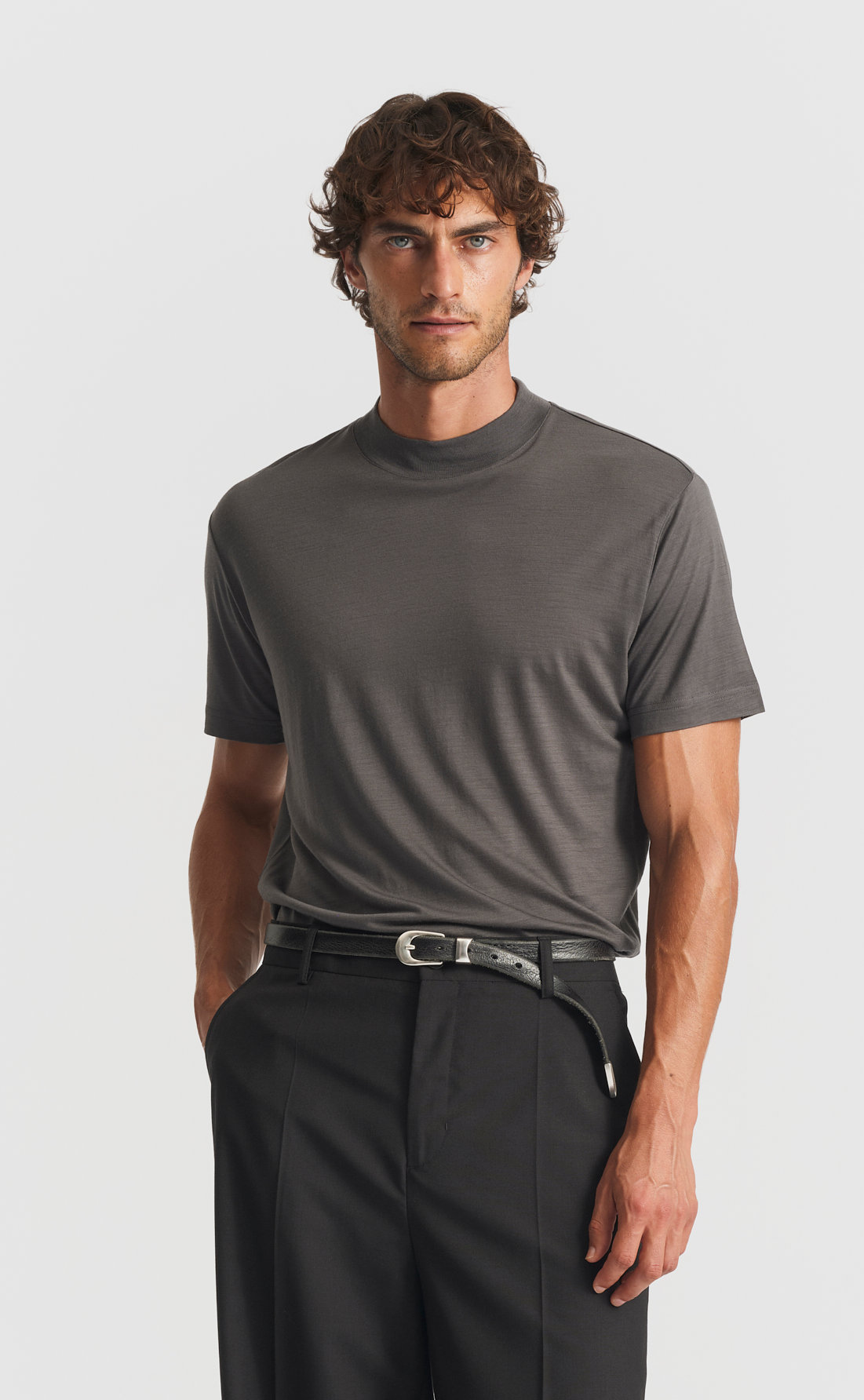 Custom Fitted Wool Hi Neck T Shirt