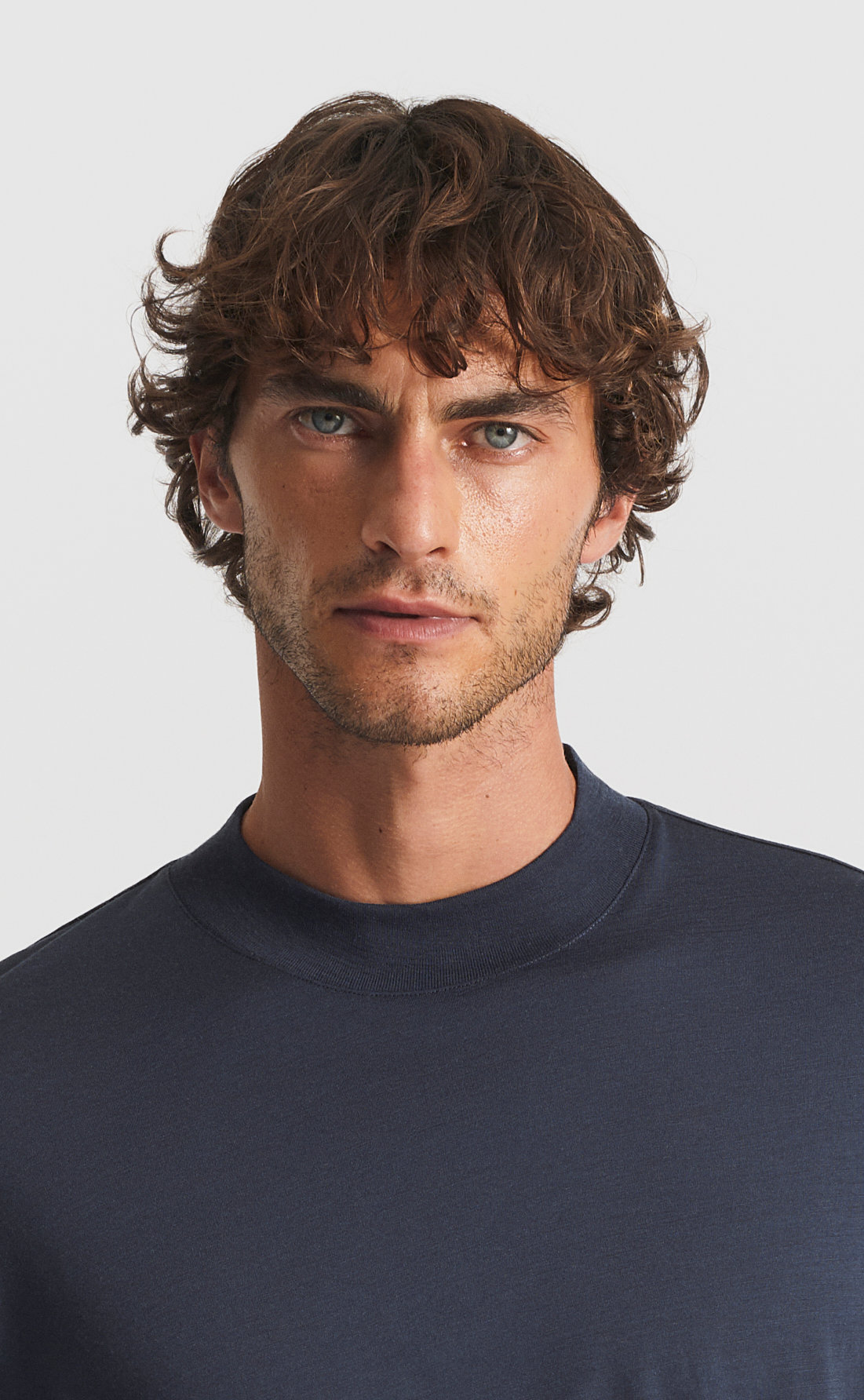 Custom Fitted Wool Hi-Neck T-Shirt Navy | Son of a Tailor