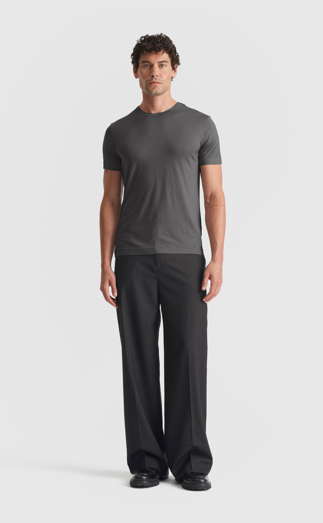 Wool T-Shirt in Asphalt