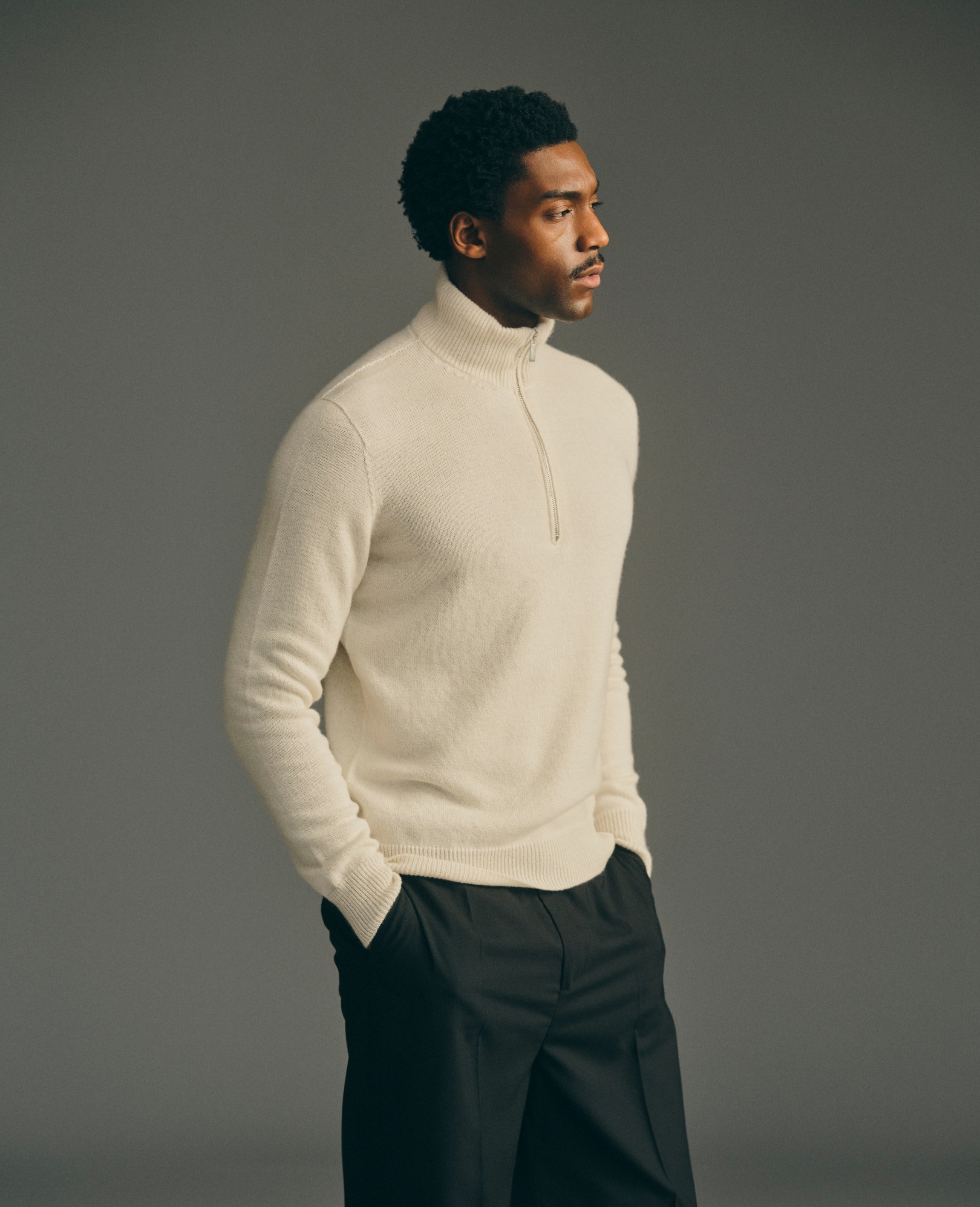 Cashmere Half-Zip Sweater / Ash