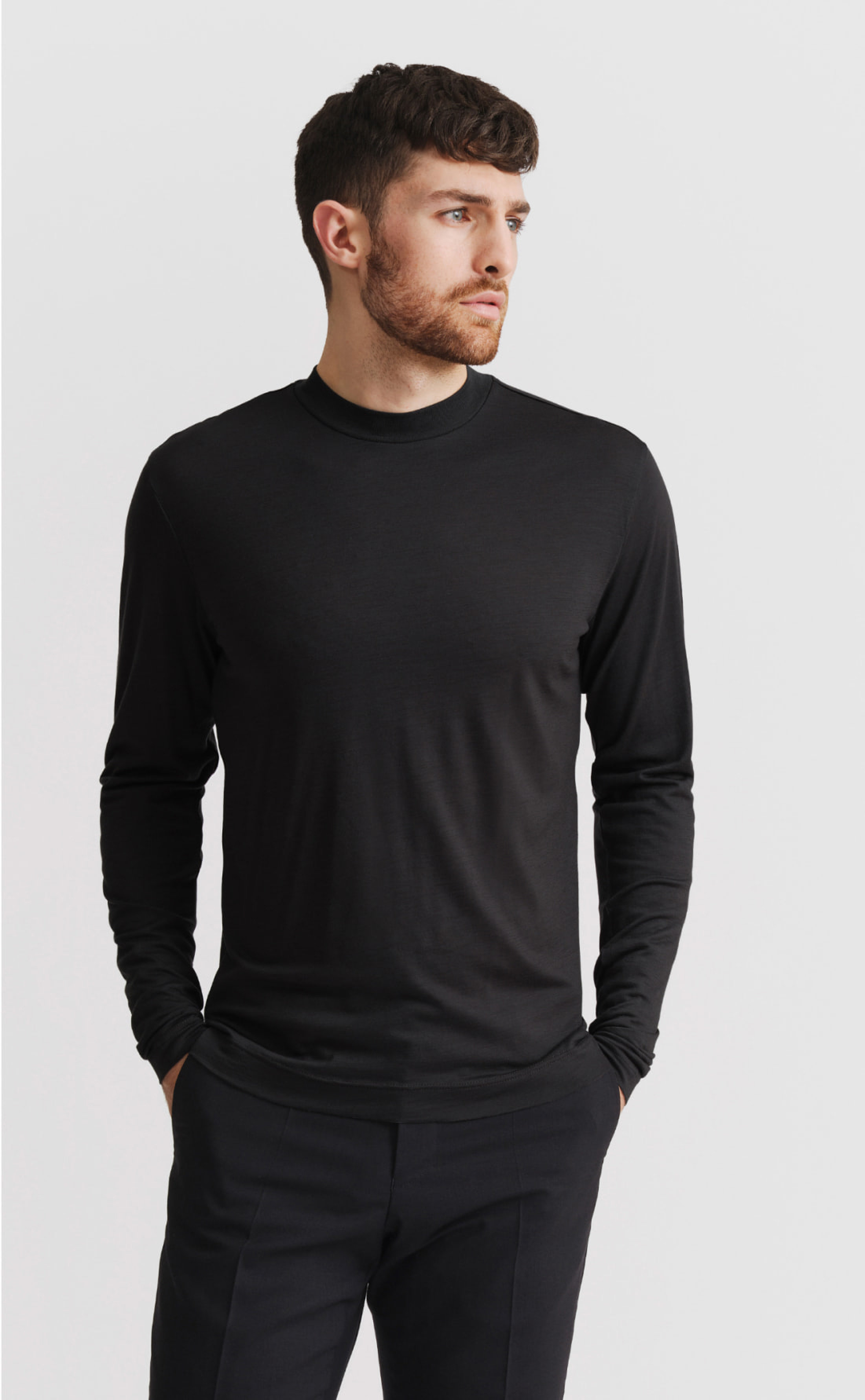 Wool Hi-Neck T-Shirt / Long-Sleeve