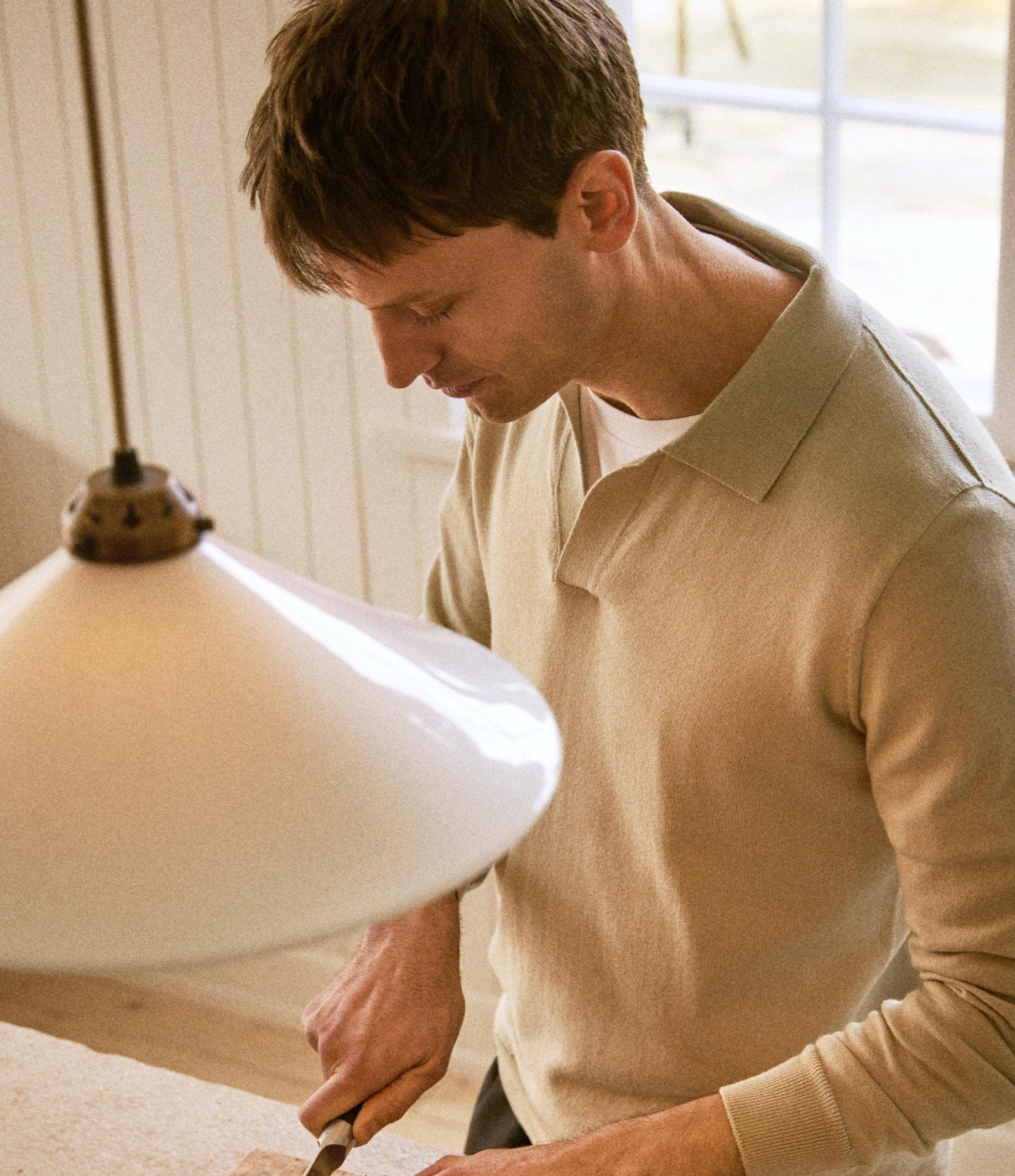 Merino Open Collar Pullover