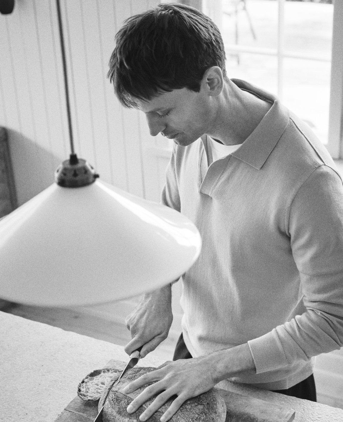 Merino Open Collar Pullover / Agate Grey