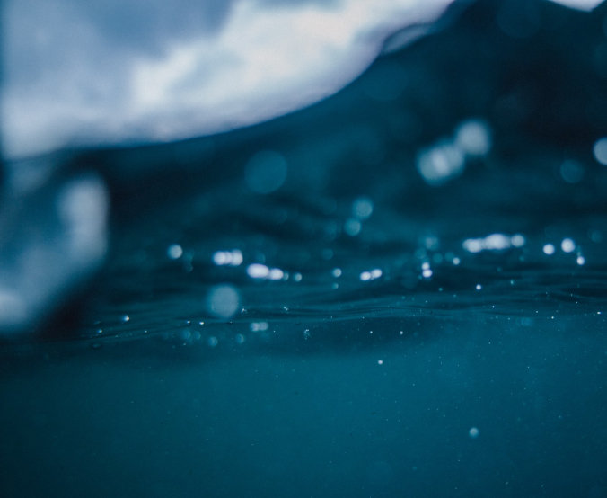 Underwater image with the sky peeking at the top