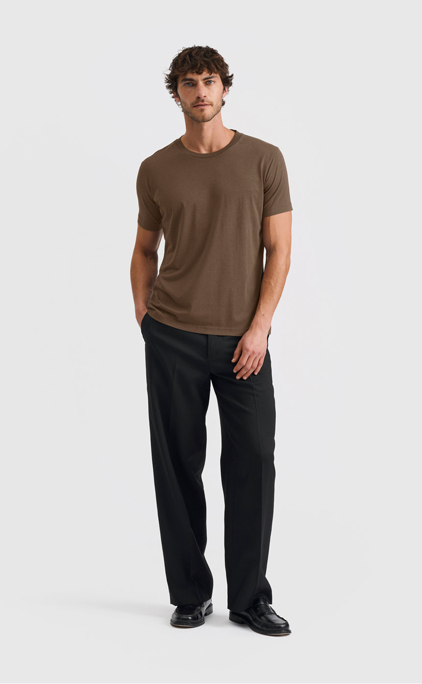 Model wearing our lyocell t-shirt in cub